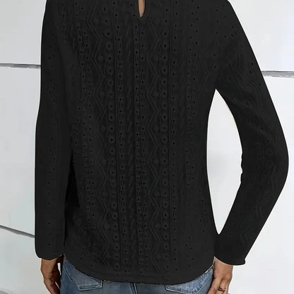 Damen Bluse Elegant Spitze Durchbrochen - IdealeKleiden