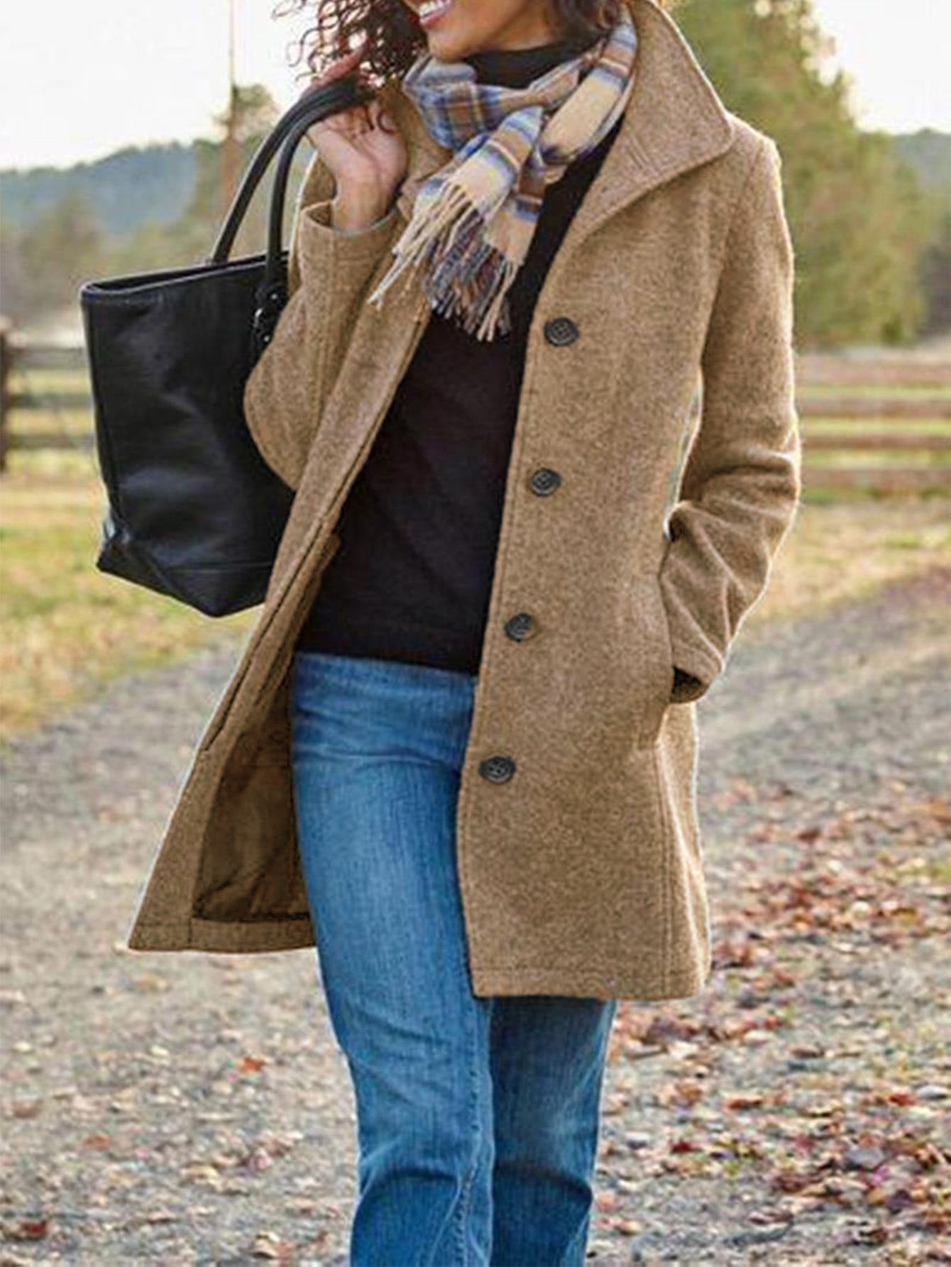 Damen Wollmantel Elegant Klassisch