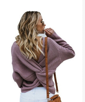 Damen Strickpullover Elegant V-Ausschnitt