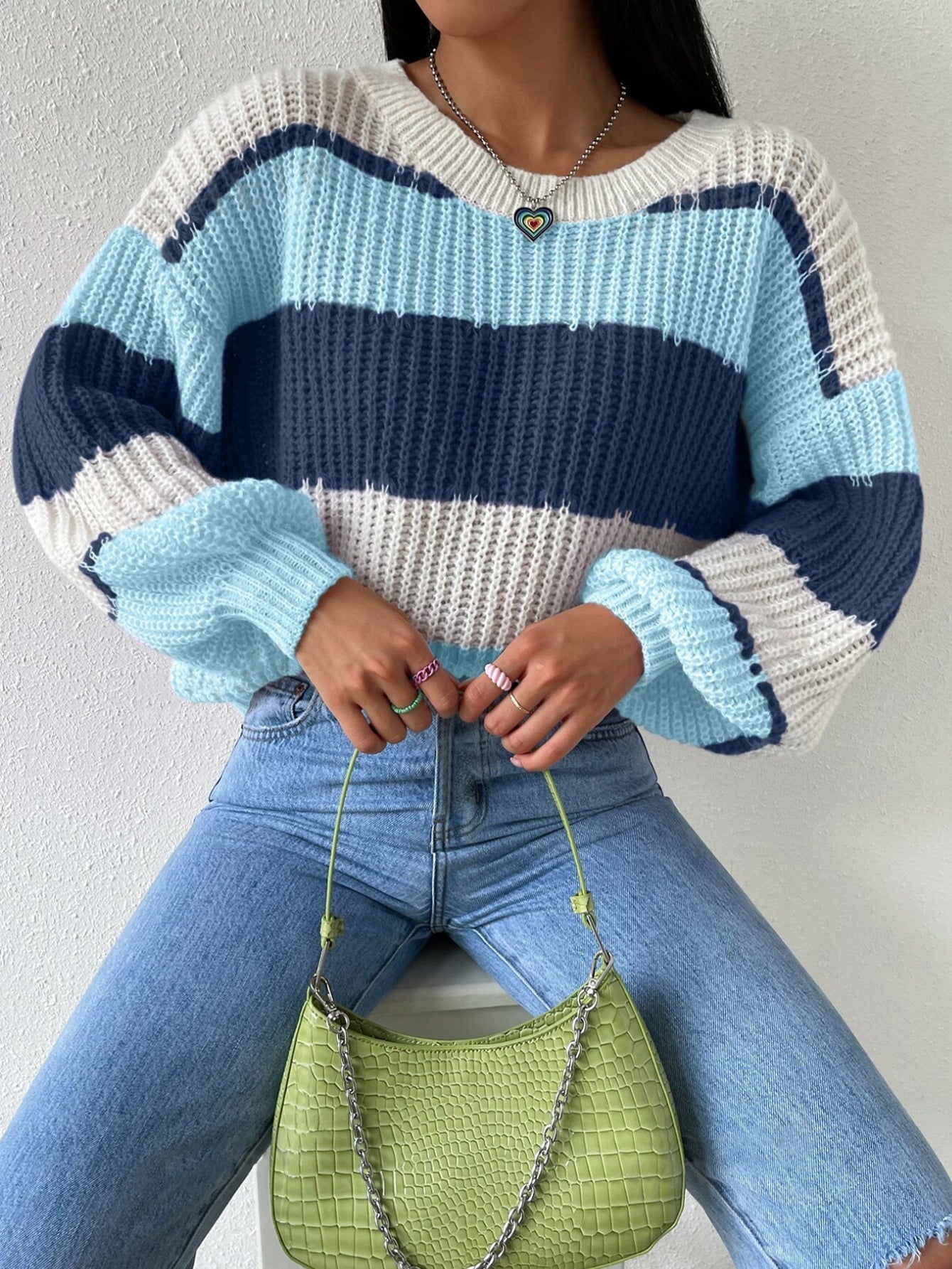 Großer Strickpullover Übergröße Langarm