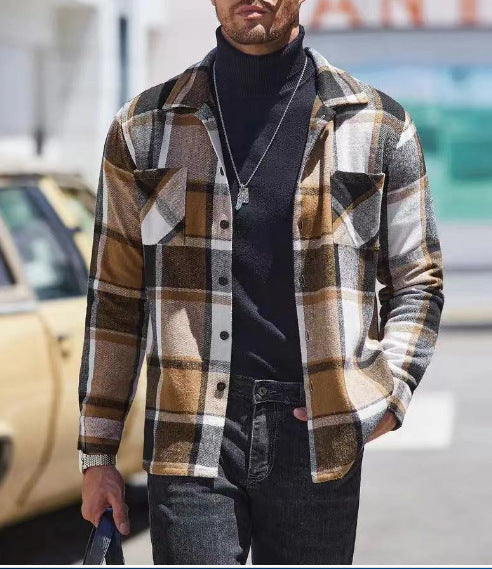 Herren Karo Hemdenjacke Lässig Casual