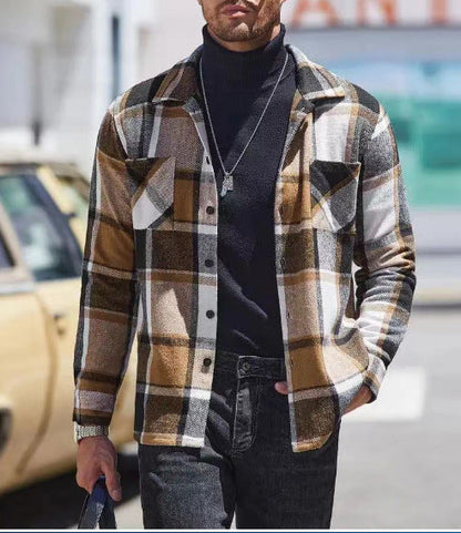 Herren Karo Hemdenjacke Lässig Casual