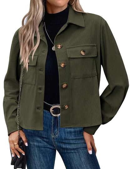 Damen Cordjacke Modern Zweitaschen Design