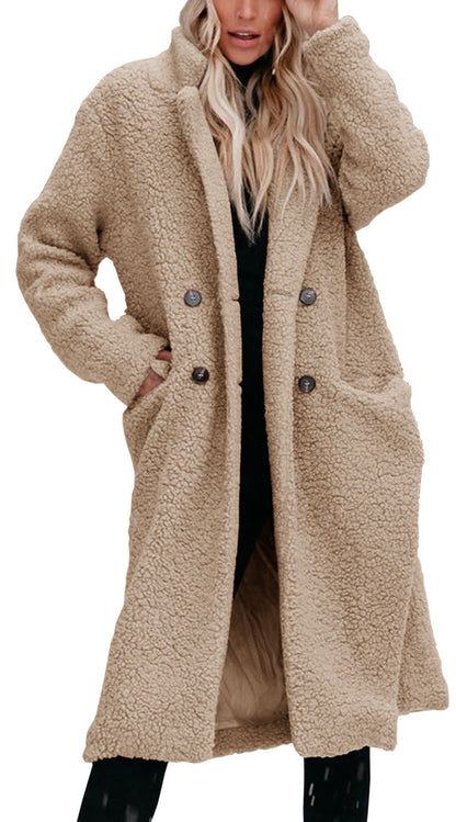 Damen Teddyjacke Lang Bequem Winterlich