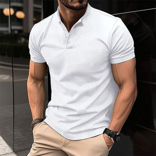 Herren Poloshirt Modern Stehkragen Leichtes Baumwollhemd - IdealeKleiden