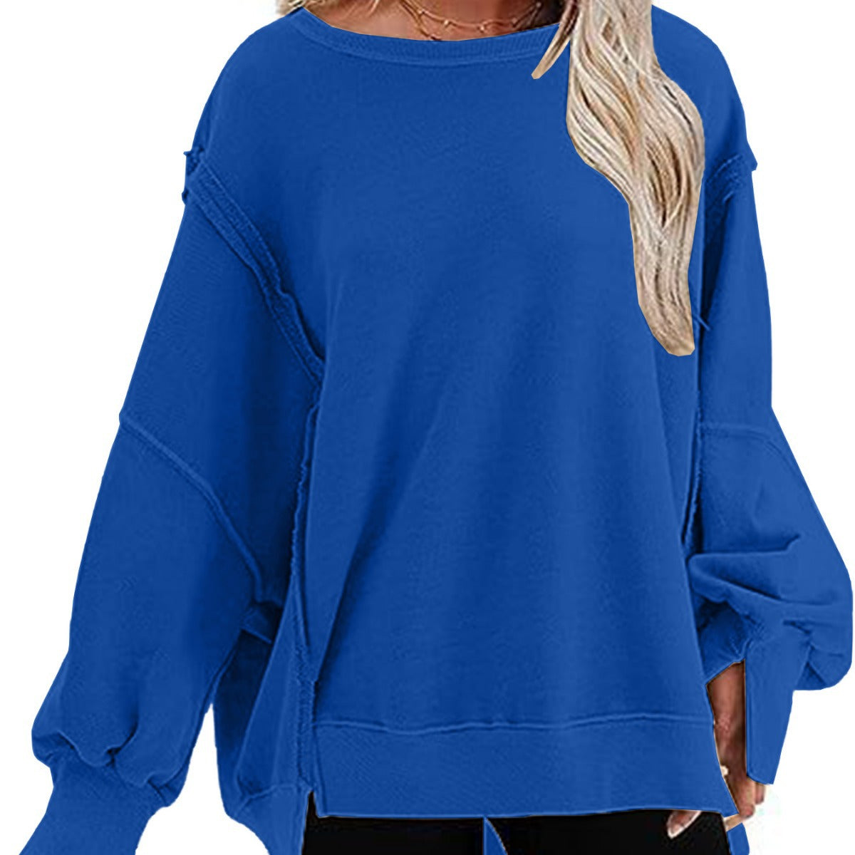 Damen Sweatshirt Lässig Komfortabel mit Schlitzen - IdealeKleiden