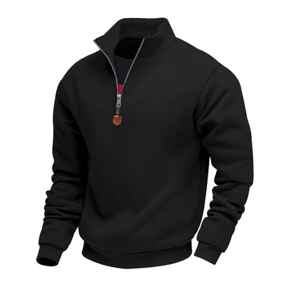 Herren Pullover Sportlich Halbzipper Stehkragen