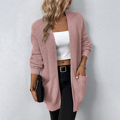 Damen Strickjacke Lässig Oversized mit Taschen