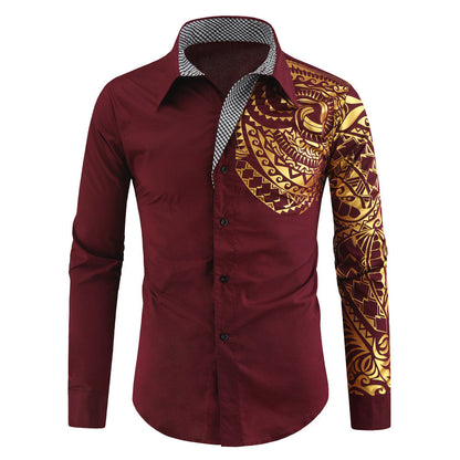 Herren Hemd Exotisch Druck Design Kontrast Kragen