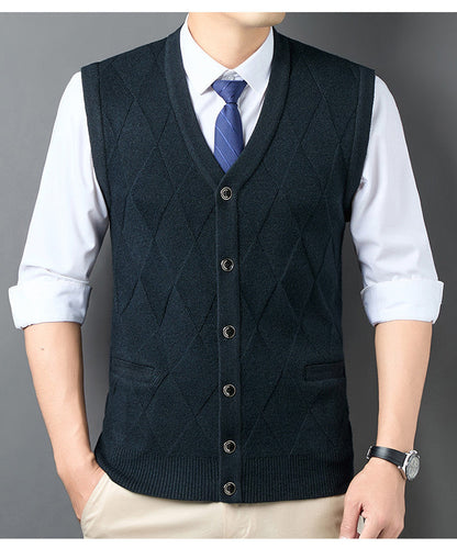 Herren Strickweste Klassisch Rautenmuster Elegante Optik