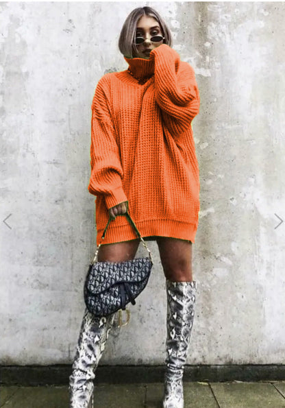 Damen Strickpullover Oversized Waffelmuster Trendy Style