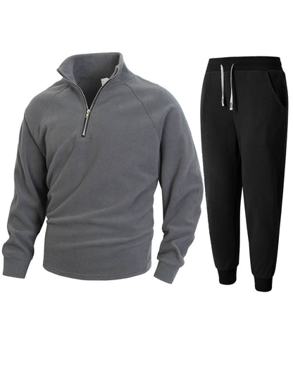 Herren Fleece-Anzug Bequem Halblang Reißverschluss