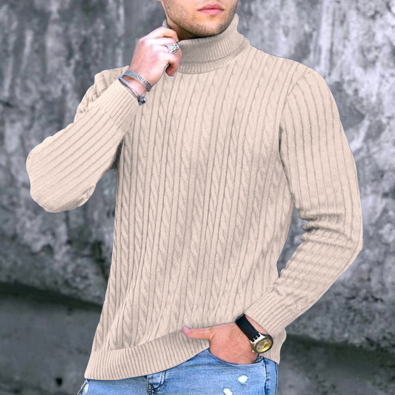 Herren Rollkragenpullover Elegantes Zopfmuster Design