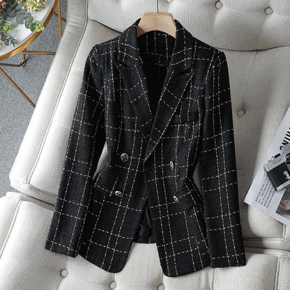 Frauen Blazer Elegant Taillierte Passform Tweed