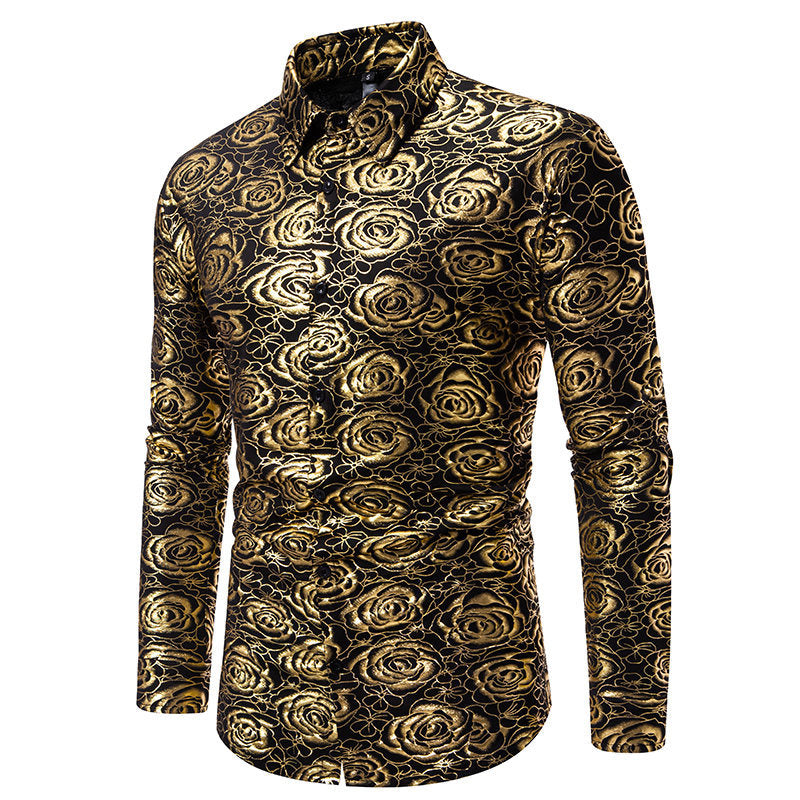 Herren Langarmhemd Floral Gold-Eleganz