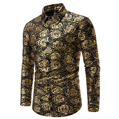 Herren Langarmhemd Floral Gold-Eleganz