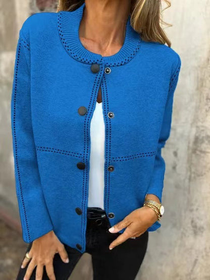 Weiche Strickjacke Lockere Passform Rundhals
