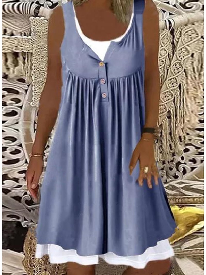 Sommerkleid Damen Elegant ausgestellt mit Deko-Knöpfen