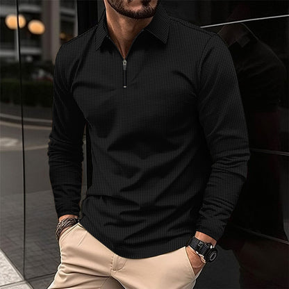 Herren Langarmshirt Modern Reißverschluss Strukturiert