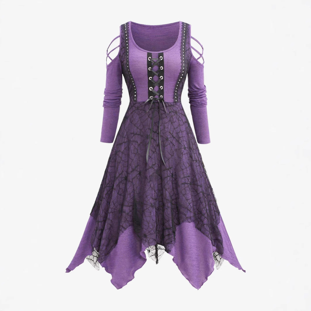 Gothic Maxikleid Damen Spitze Schnürung - IdealeKleiden