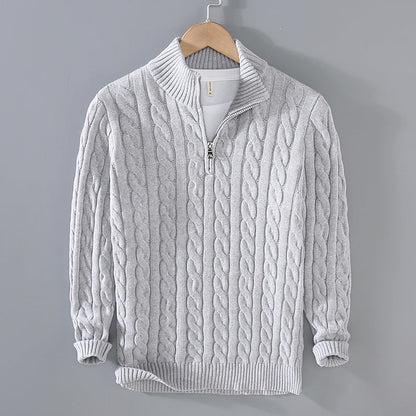 Herren Pullover Baumwolle Halbzippverschluss