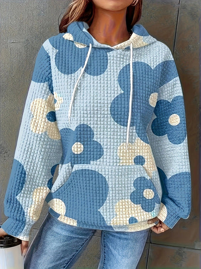 Damen Pullover Blumenmuster Kapuze Freizeit