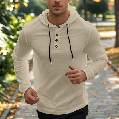 Herren Sport Hoodie mit Taschen und Knöpfen