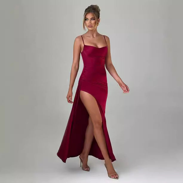 Damen Maxikleid Elegant Schulterfrei mit Schlitz - IdealeKleiden