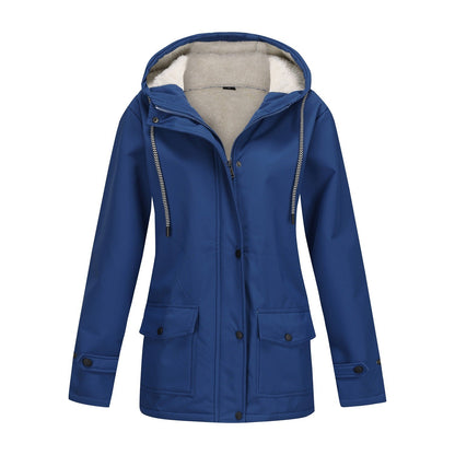 Damen Winterjacke Warm Fleece Kapuze Outdoor