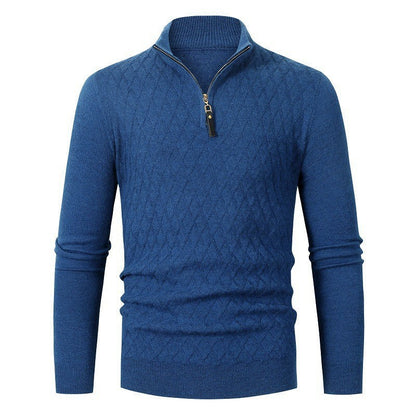 Herren Strickpullover Rautenmuster Modern Reißverschluss