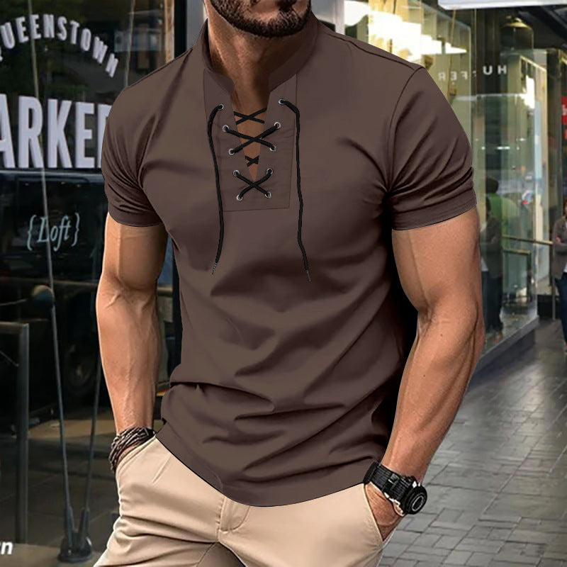 Herren Poloshirt Relaxed Fit Schnürfront