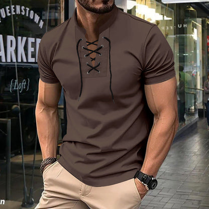 Herren Poloshirt Relaxed Fit Schnürfront