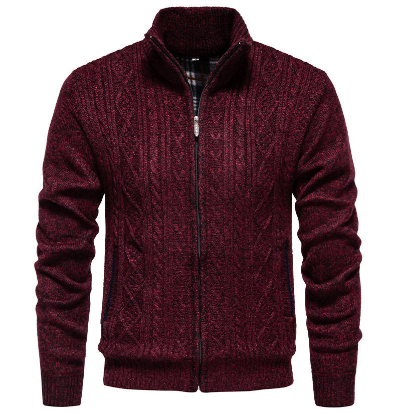 Herren Strickjacke Hochkragen Reißverschluss Sportlich