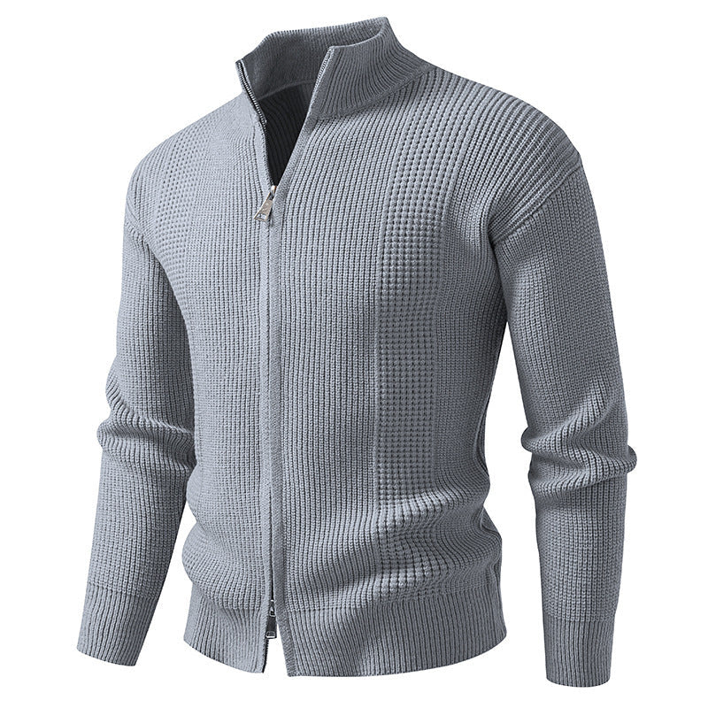 Herren Strickjacke Hochkragen Modern Schnellverschluss