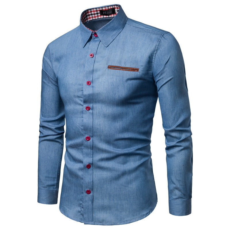 Herren Denim Hemd Klassisch Modern Kontrast