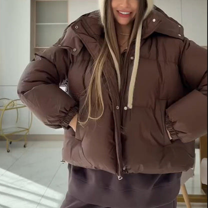 Damen Steppjacke Warm Kapuze Winterjacke