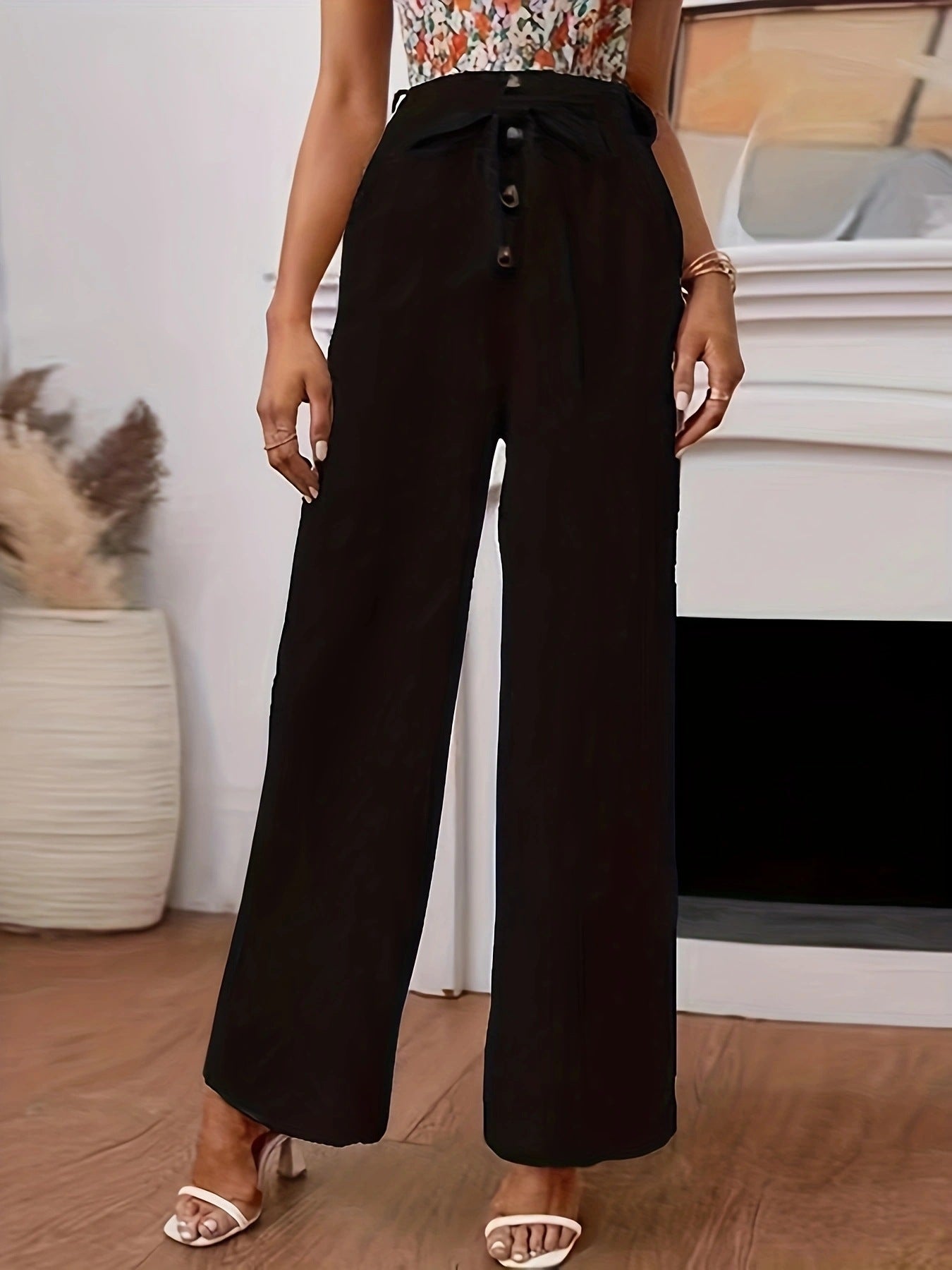 Damen Hochtaillierte Hosen Elegantes Design Schleife
