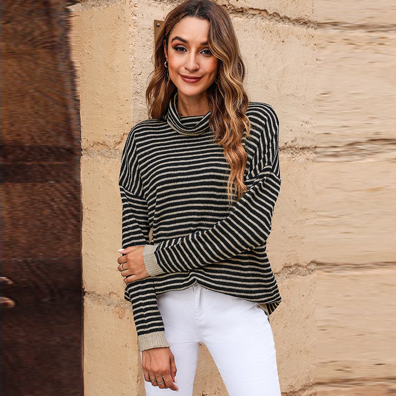 Damen Rollkragenpullover Weich Langarm Wollmix