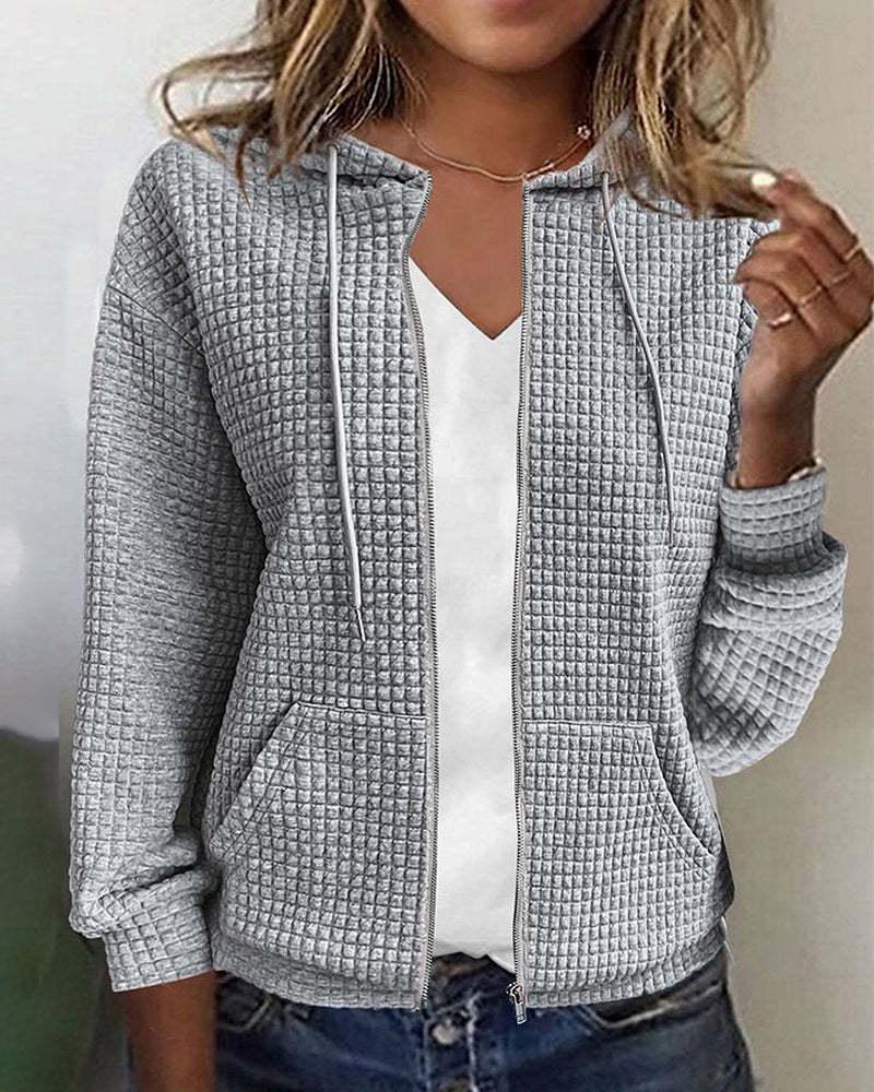 Stylische Freizeitjacke Mit Tasche Einfarbig - IdealeKleiden
