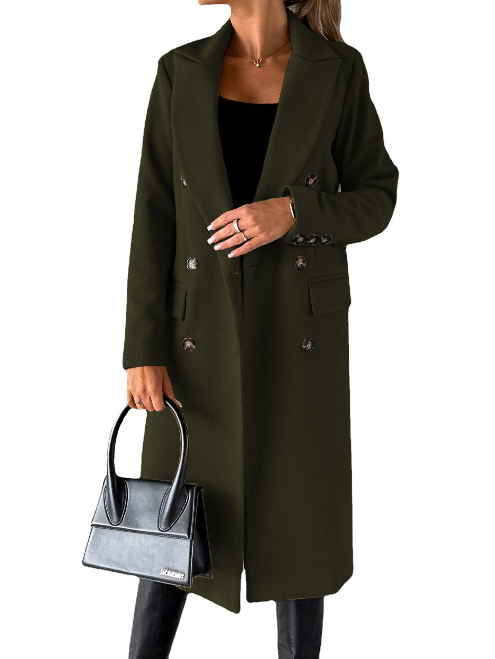 Damen Trenchcoat Klassisch Elegant Mit Taschen