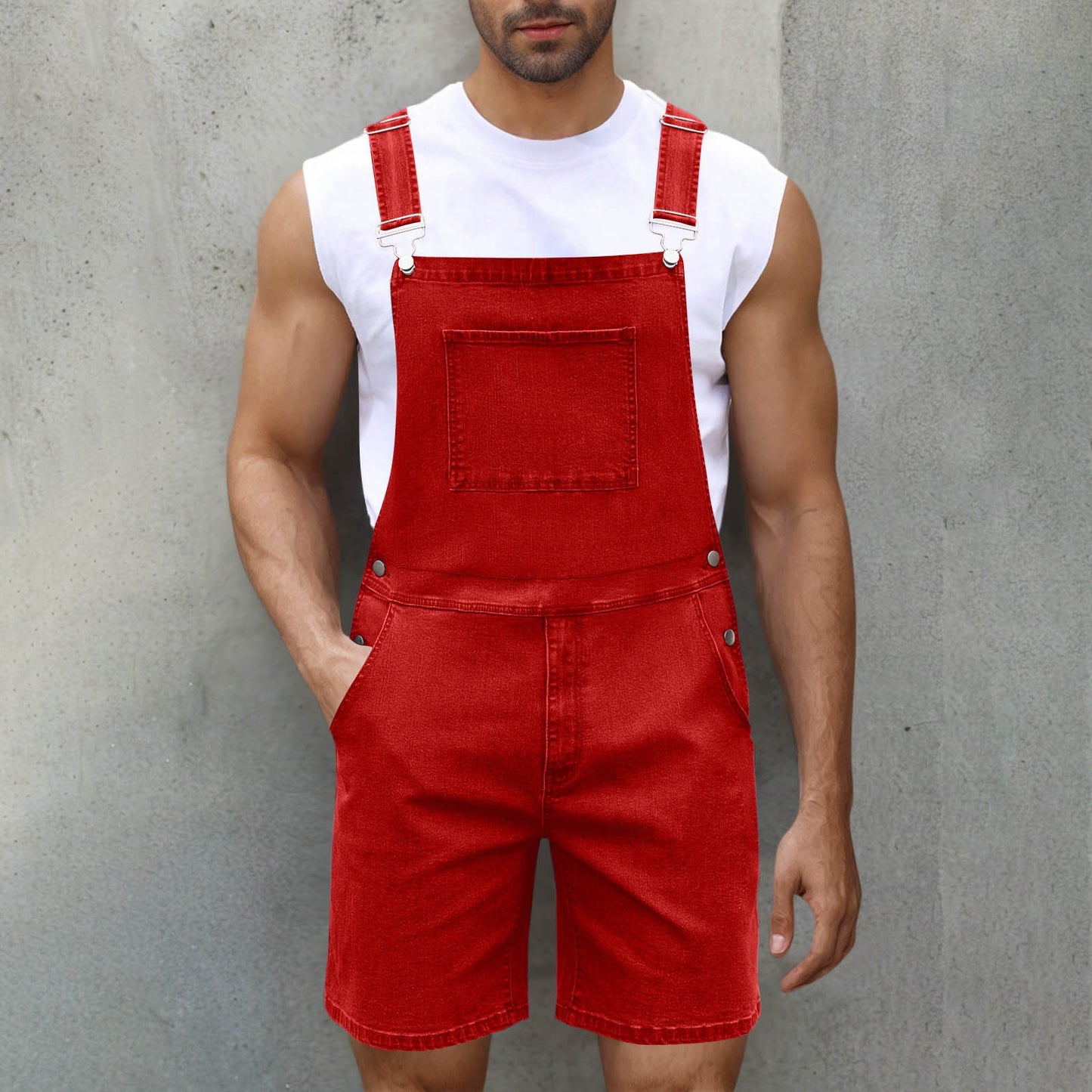 Herren Latzhose Denim Bequem Mit Taschen