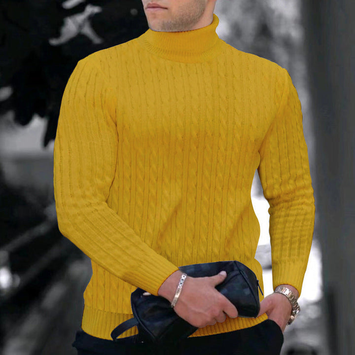 Herren Rollkragenpullover Elegantes Zopfmuster Design