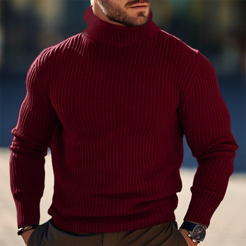Herren Pullover Strick Modern Stehkragen Design