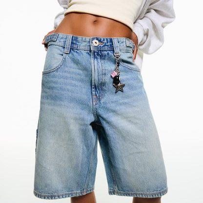 Damen Jeansshorts Lässig Mittlere Taille