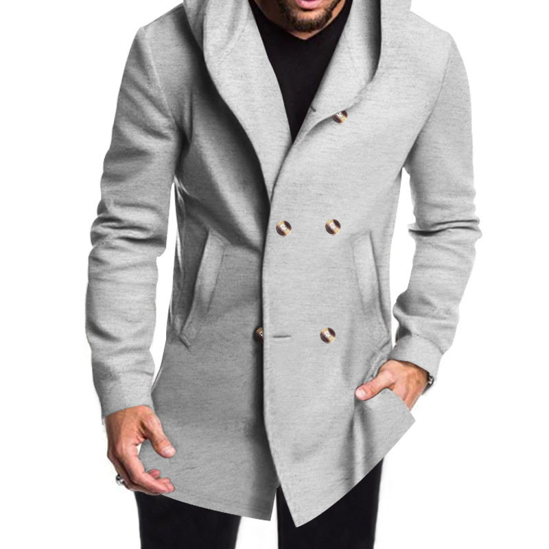 Herren Wintermantel Modern Kapuze Elegant