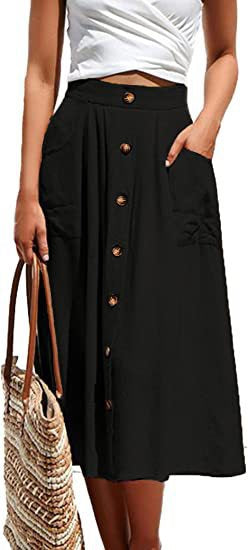 Damen Knielanger Rock Elegante Schnitt Mit Taschen