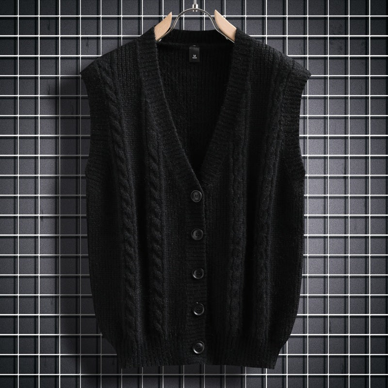 Herren Strickjacke Ärmellos Zopfmuster Elegantes Design