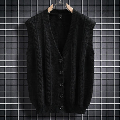 Herren Strickjacke Ärmellos Zopfmuster Elegantes Design