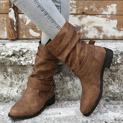 Damen Stiefel Robust Mode Schnalle - IdealeKleiden