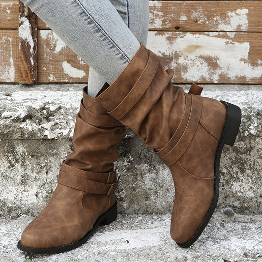 Damen Stiefel Robust Mode Schnalle - IdealeKleiden